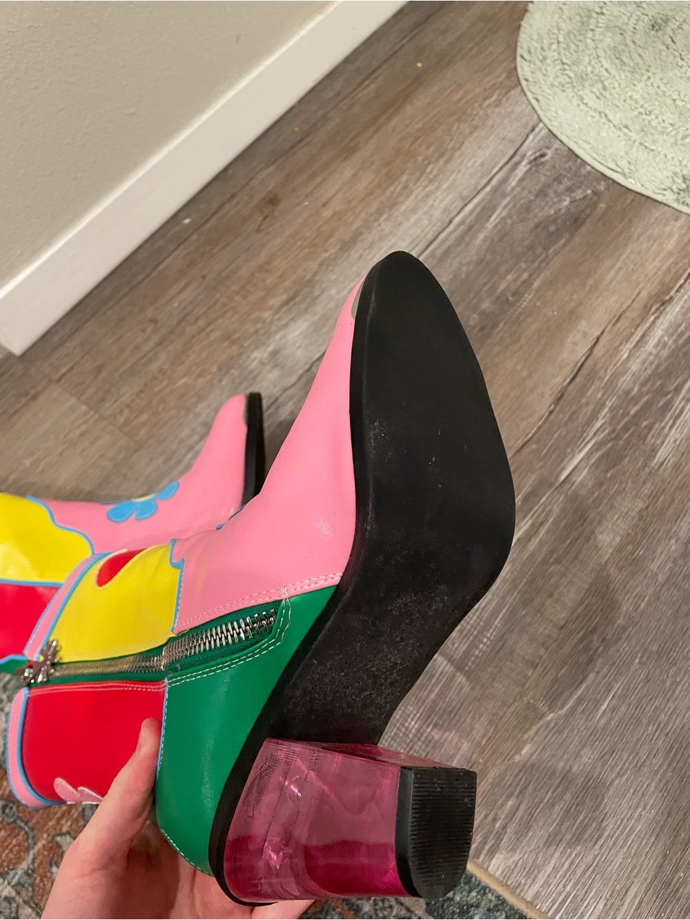 DOLLSKILL Colorblock Flower Cowgirl Boots - Pink Yellow Blue Green - Picture 7 of 10